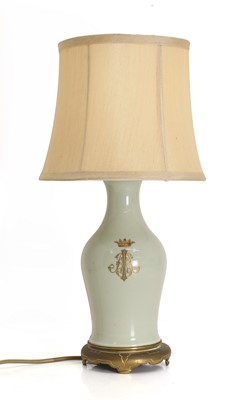 Lot 487 - A celadon lamp