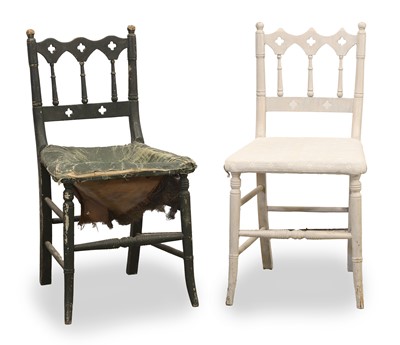 Lot 509 - A pair of Gothic revival painted beech side chairs