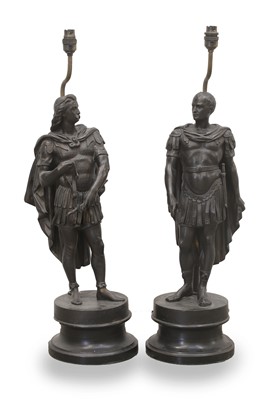 Lot 471 - A pair of figural spelter lamps