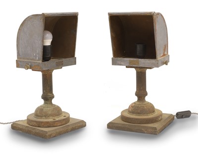 Lot 472 - A pair of French Provin industrial lamps