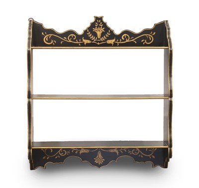 Lot 505 - A Regency style black and gilt walll shelf