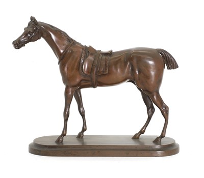 Lot 396 - A bronze model of a saddled horse