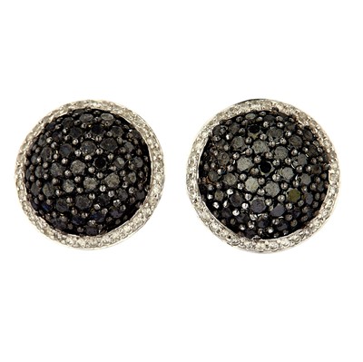 Lot 116 - A pair of diamond and black diamond earrings