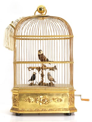 Lot 308 - A Swiss automaton singing birdcage