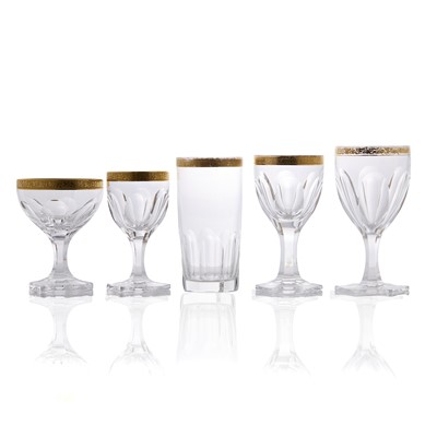 Lot 302 - A gilt and cut-glass table service