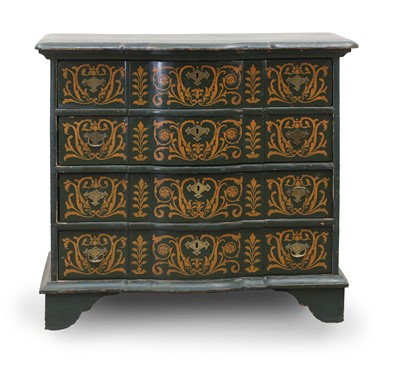 Lot 502 - A Dutch green painted chest of drawers