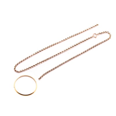 Lot 197 - A broken belcher chain and a watch bezel