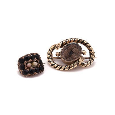 Lot 178 - Two antique mourning brooches
