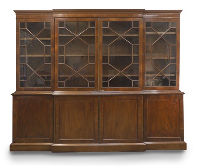 Lot 540 - A mahogany breakfront bookcase