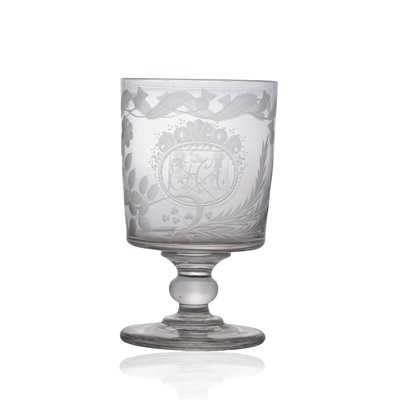 Lot 19 - An oversized engraved glass rummer