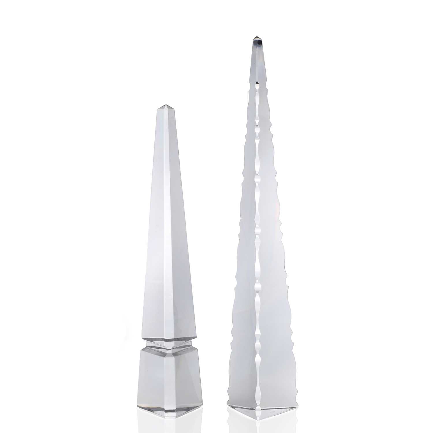 Lot 298 - Two Baccarat glass obelisks