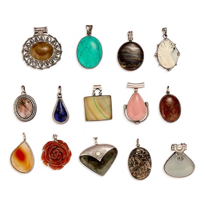 Lot 250 - A collection of hardstone pendants