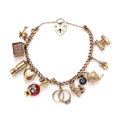 Lot 304 - A 9ct gold charm bracelet