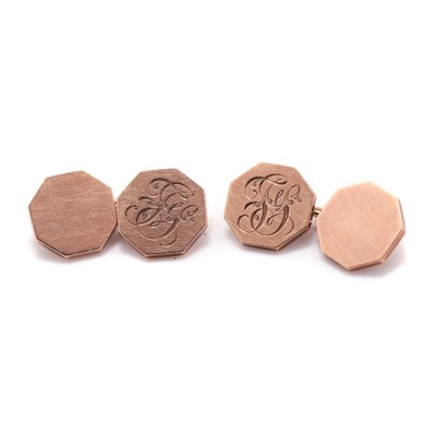 Lot 312 - A pair of octagonal cufflinks