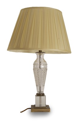 Lot 485 - A cut glass and brass lamp
