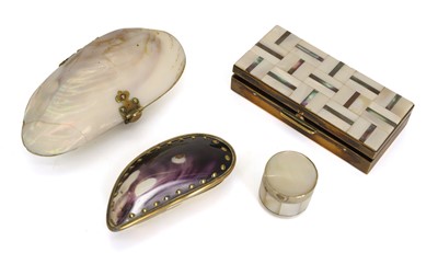 Lot 304 - A group of brass mounted shell items