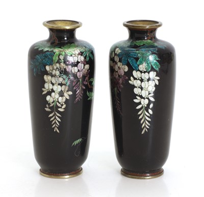Lot 70 - A pair of Japanese cloisonne vases
