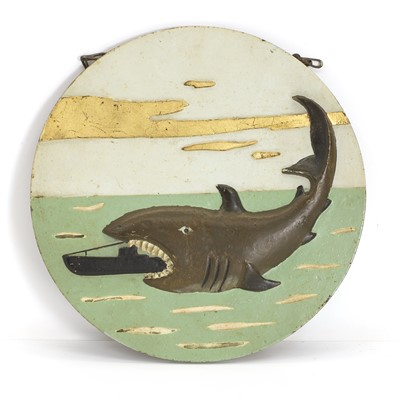 Lot 302 - A WWII painted bronze circular plaque