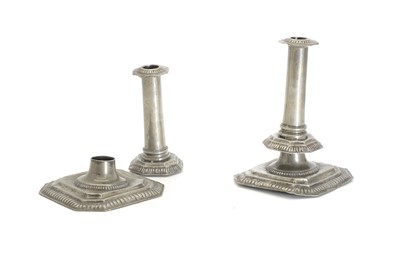 Lot 309 - A pair of early pewter candlesticks