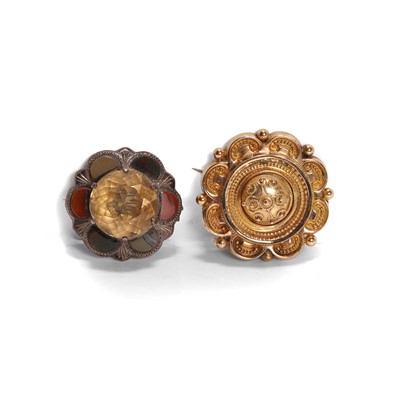 Lot 180 - A Victorian shield brooch and a Scottish brooch
