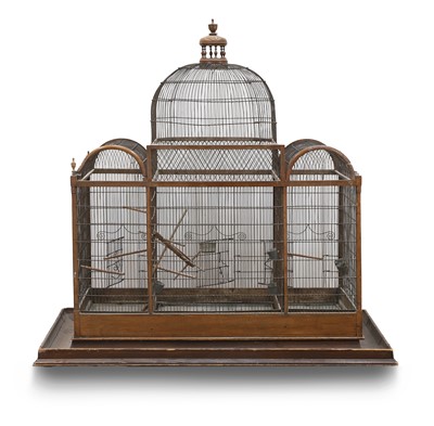 Lot 517 - A large wooden and wirework bird cage