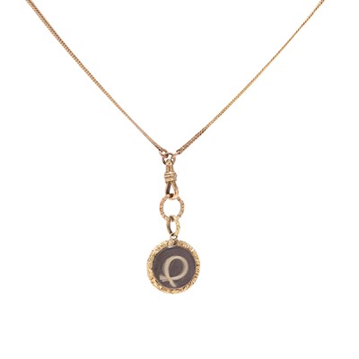 Lot 279 - A muff chain suspending a Georgian mourning locket