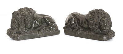 Lot 313 - A pair of Italian serpentine Grand Tour lions