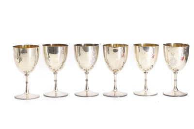 Lot 12 - A set of six Victorian silver wine goblets