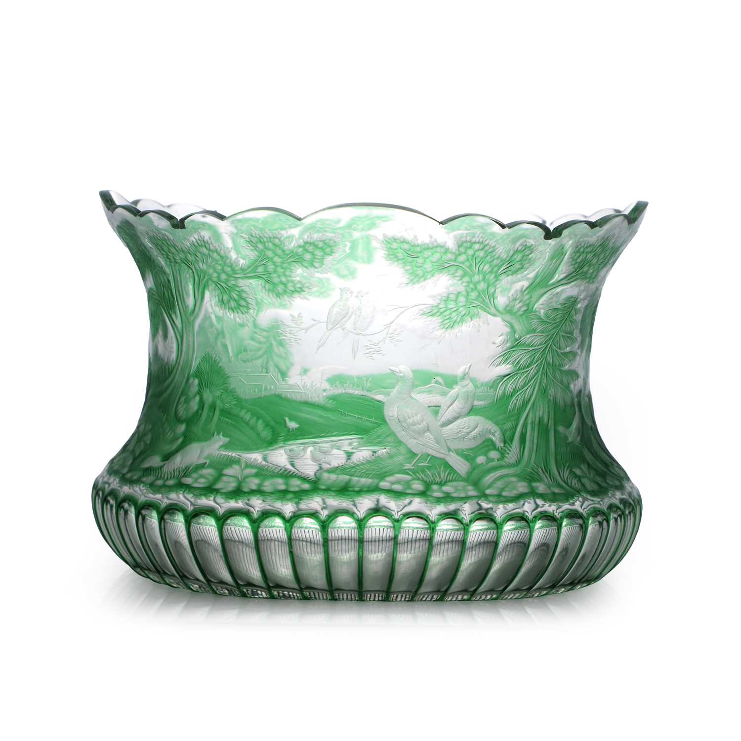 Lot 58 - A Bohemian cased and engraved glass vase