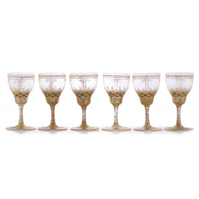 Lot 122 - A set of six Meyr's Neffe liqueur glasses