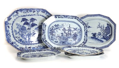 Lot 53 - A collection of Chinese Export blue and white serving dishes