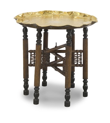 Lot 537 - A brass and turned Moorish coffee table