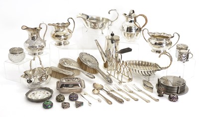 Lot 6 - A collection of seven modern silver and enamelled miniature pots and covers