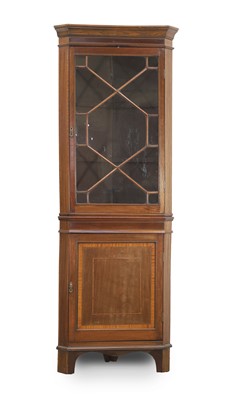Lot 527 - A Victorian banded and glazed corner cabinet