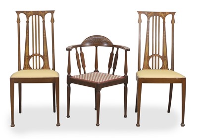 Lot 529 - A pair of inlaid mahognay hall chairs