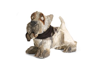 Lot 253 - An Olivia Brown painted pottery model of a terrier