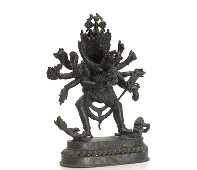 Lot 52 - A bronze Tibetan or Nepalese model of Chakrasamvara