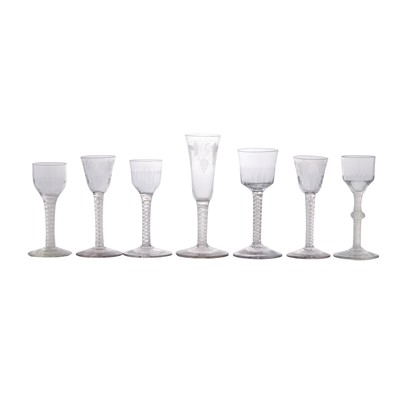 Lot 9 - A group of seven opaque twist drinking glasses