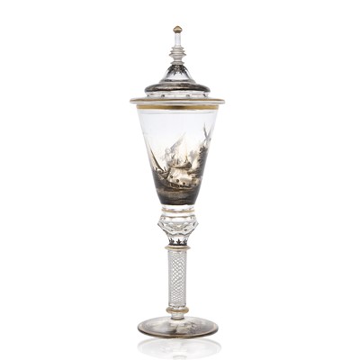 Lot 55 - A Schwarzlot glass cup and cover