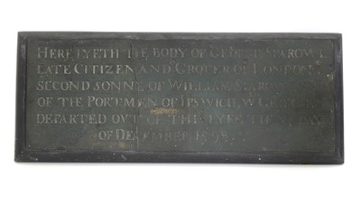 Lot 319 - An engraved brass memorial plaque