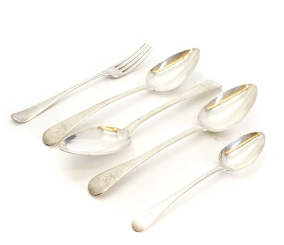 Lot 9 - A collection of George III and later Old English pattern flatware