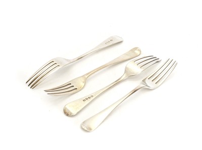 Lot 10 - A collection of George III silver Hanoverian table and dessert forks