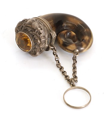 Lot 18 - A Scottish silver mounted horn viniagrette