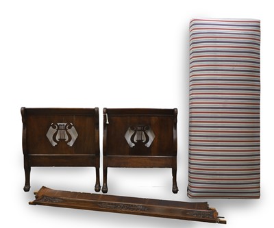 Lot 502 - A French walnut single bed