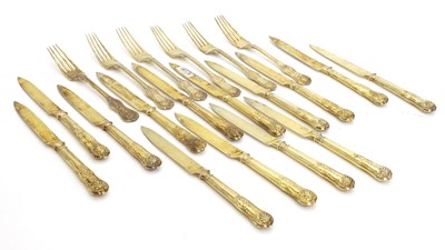 Lot 35 - A German silver-gilt flatware dessert service
