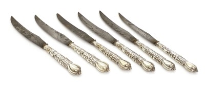 Lot 34 - A set of six silver knives by Tiffany & Co