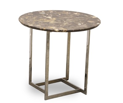 Lot 502 - A chrome and marble side table