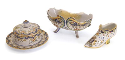 Lot 130 - A French faience dish cover and stand