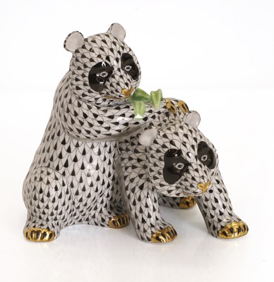 Lot 113 - A Herend porcelain model of two pandas