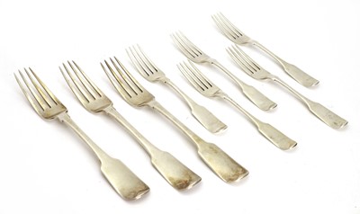 Lot 13 - Three Irish silver fiddle pattern table forks